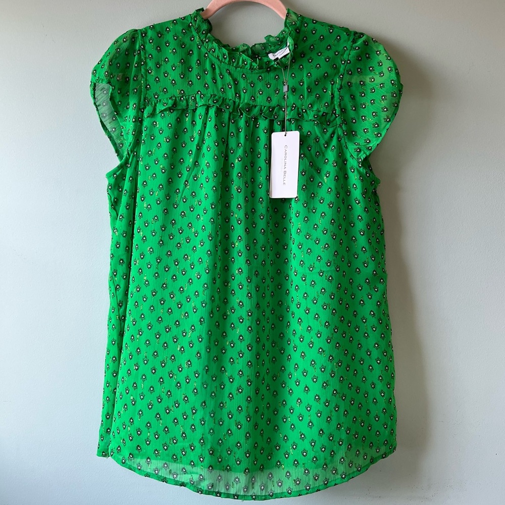 NWT Short Sleeve Green Blouse Top